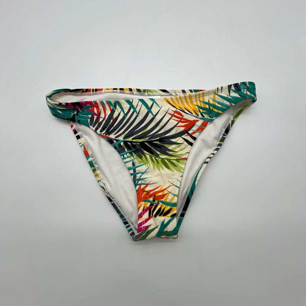 Shade & Shore Womens Tropical Palm Leaf Print High Leg Bikini Bottoms Multicolor